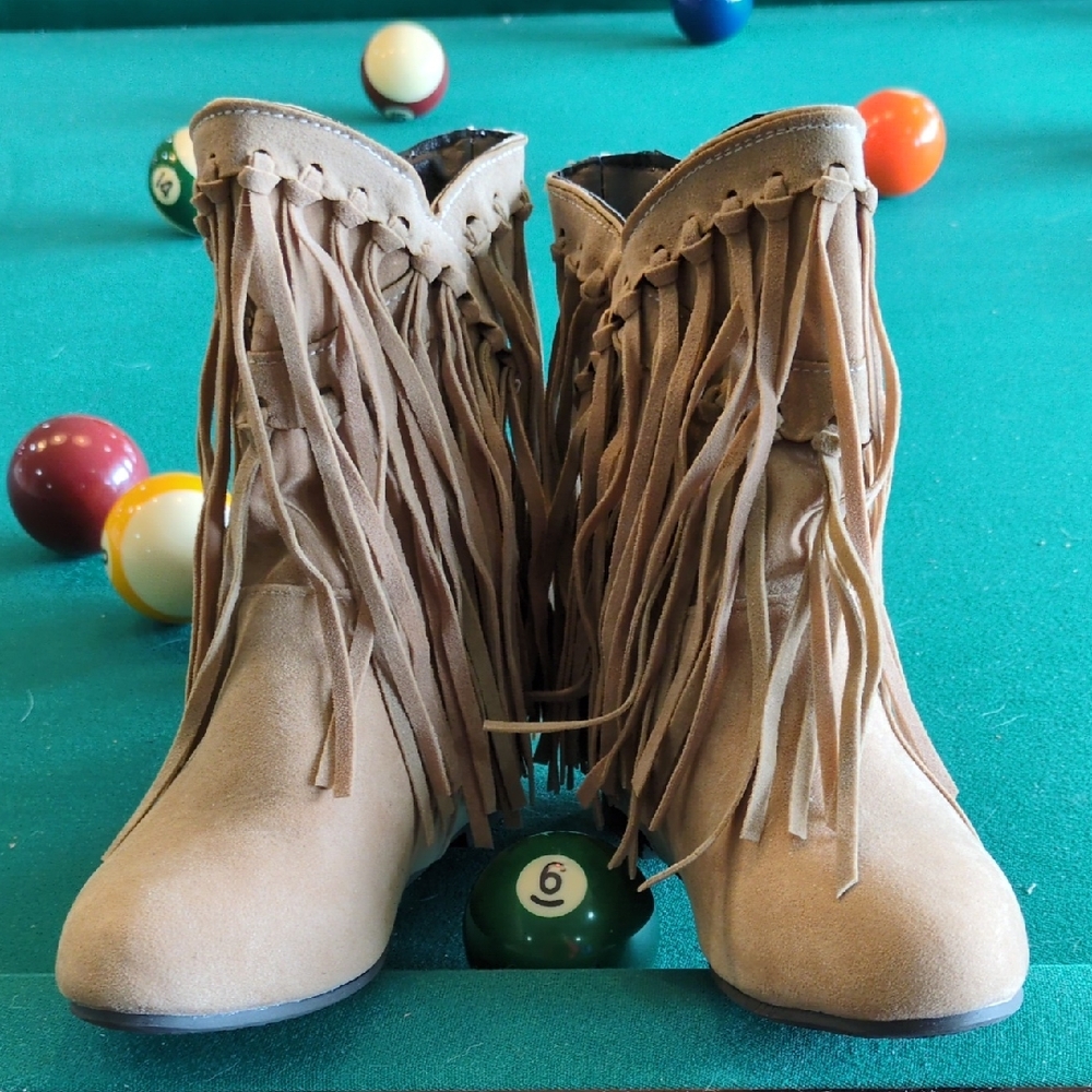Fringe Tan Suede Ankle Boots EU 37